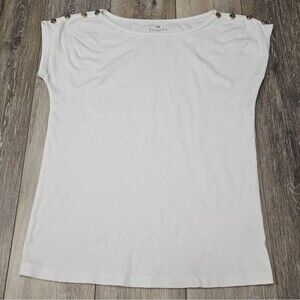 Talbots Sleevless Sailor Button Cap Sleeve Tank Top Blouse White Women's XS